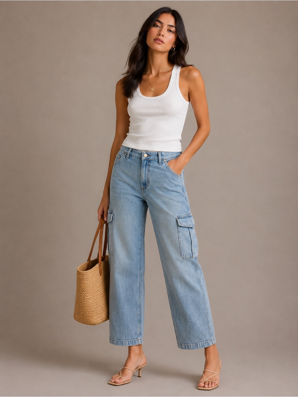 Rag & Bone Denim Cargo Blue Wide Leg Utility Carpenter Jeans